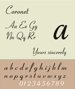 Coronet Script Font Sample