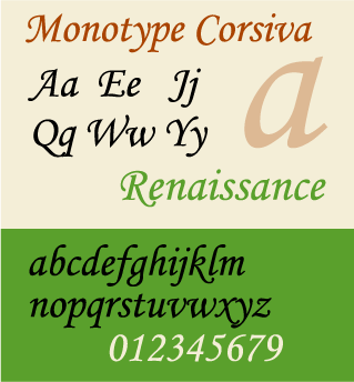 Monotype Corsiva Script font Sample